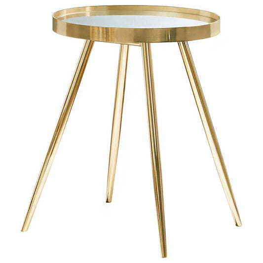 Kaelyn Round Mirror Top End Table Gold 723917