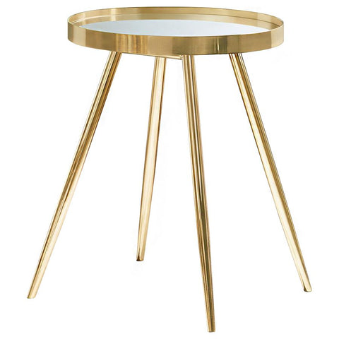 Kaelyn Round Mirror Top End Table Gold 723917