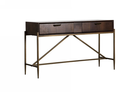 Shane - Modern Acacia & Brass Console Table