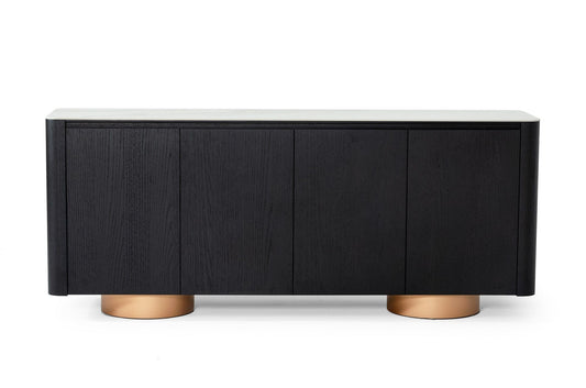 Peak - Modern White Ceramic/Black Oak/Rosegold Buffet