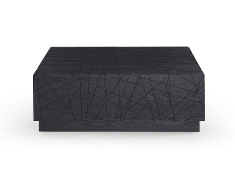 Modrest Kenda Modern Black Oak Square Coffee Table With Storage