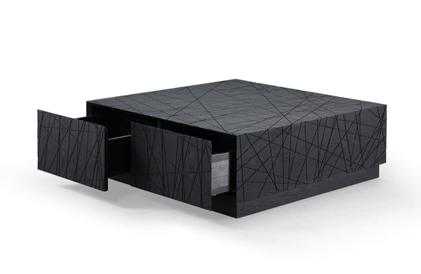 Modrest Kenda Modern Black Oak Square Coffee Table With Storage