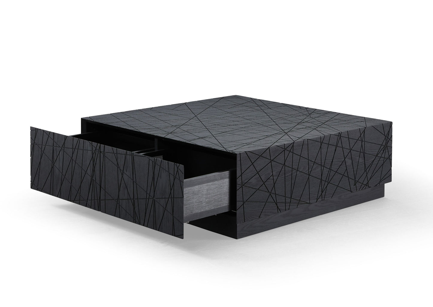 Modrest Kenda Modern Black Oak Square Coffee Table With Storage