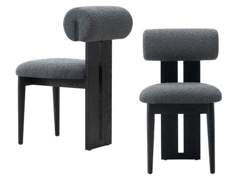 Skerrit - Modern Grey Fabric + Black Oak Dining Chair (Set of 2)