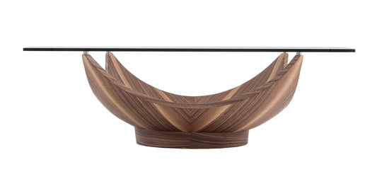 Sunsetv - Contemporary Glass + Walnut Square Coffee Table