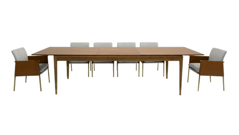 Dallas - Mid-Century Modern Brown Oak Extendable Dining Table