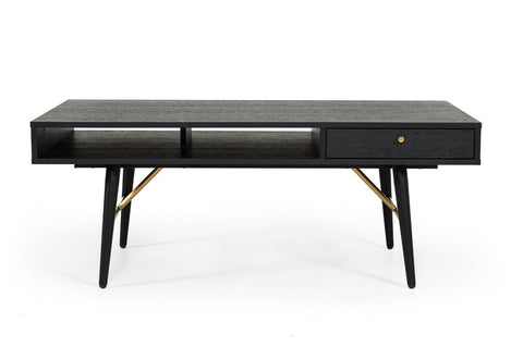 Modrest Billy Modern Black Oak & Gold Coffee Table