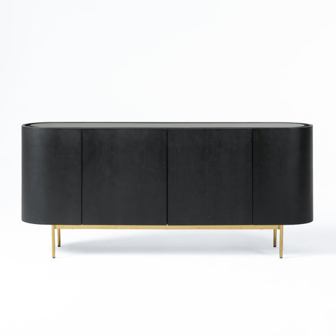 Bowie - Mid-Century Modern Black Oak + Brass Buffet