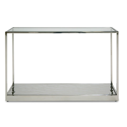 Braxton - Contemporary Clear Wave Glass Console Table