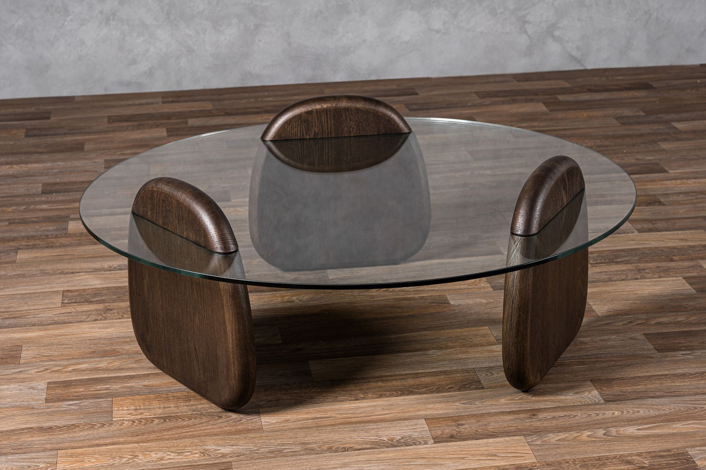 Buxtonv - Mid-Century Modern Glass + Dark Walnut Coffee Table