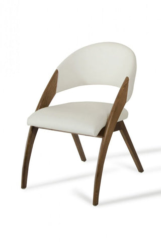 Lucas Mid-Century Cream & Walnut Dining Chair