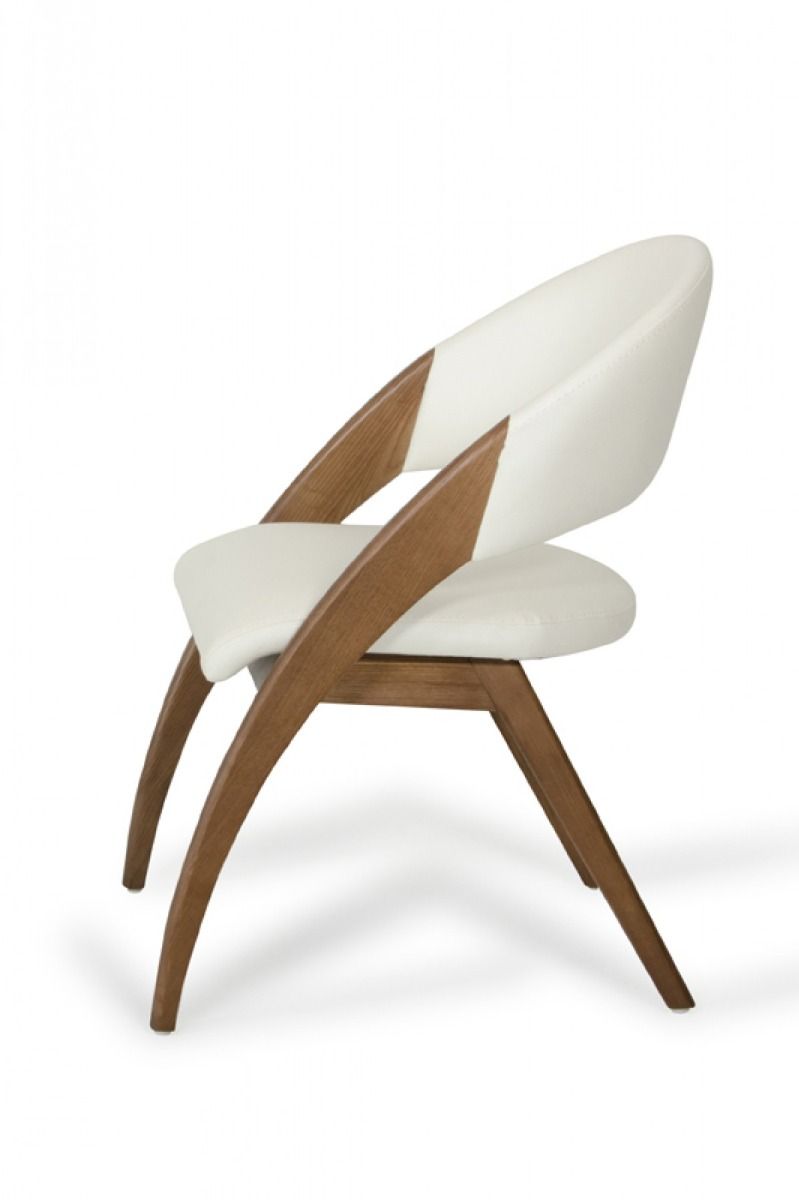 Lucas Mid-Century Cream & Walnut Dining Chair