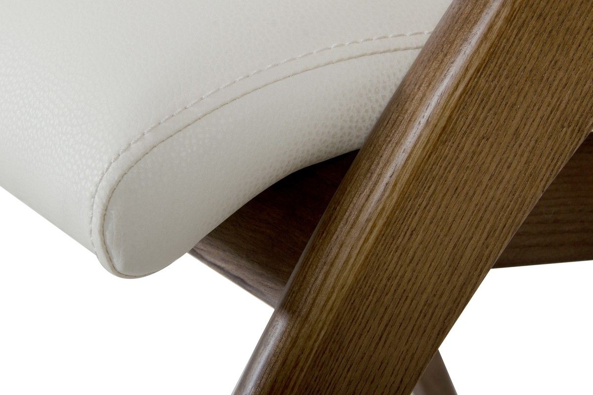 Lucas Mid-Century Cream & Walnut Dining Chair