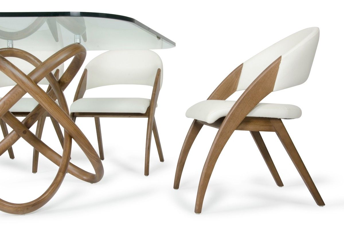 Lucas Mid-Century Cream & Walnut Dining Chair
