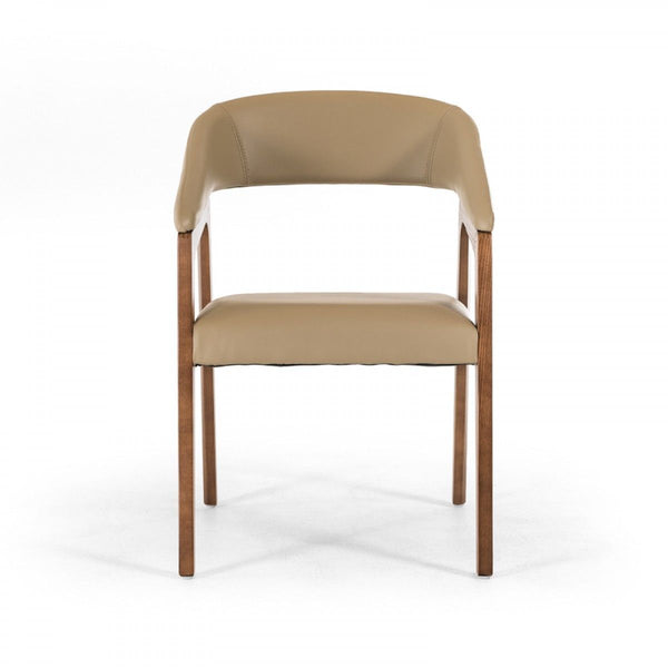 Clive Mid-Century Taupe & Walnut Dining Chair