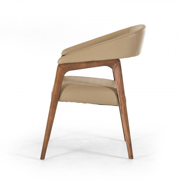 Clive Mid-Century Taupe & Walnut Dining Chair