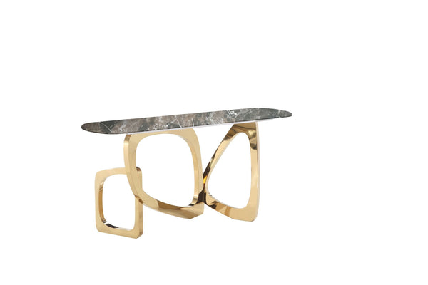 Colton - Glam Brown & Gold Console Table