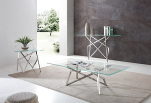 Hawkins Modern Glass & Stainless Steel Console Table