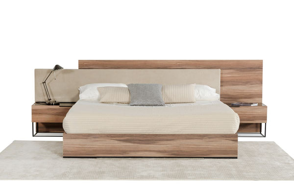 Nova Domus Matteo Italian Modern Walnut & Fabric Bedroom Set