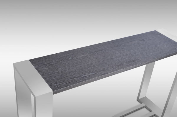 Fauna - Modern Grey Elm & Stainless Steel Console Table