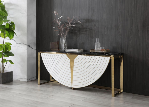 Flavio - Gold + Marble Console Table