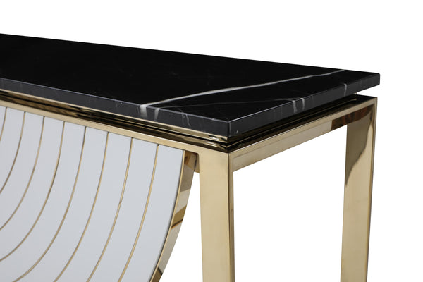 Flavio - Gold + Marble Console Table