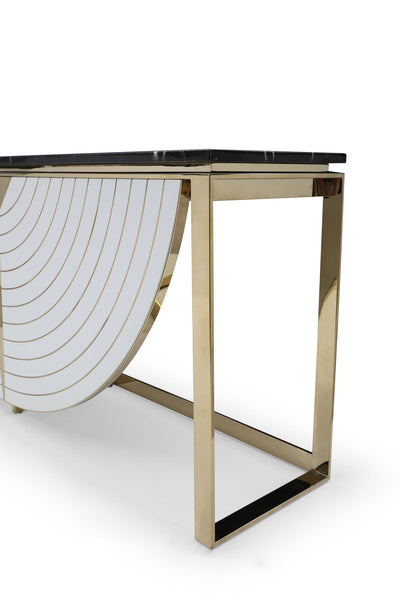 Flavio - Gold + Marble Console Table