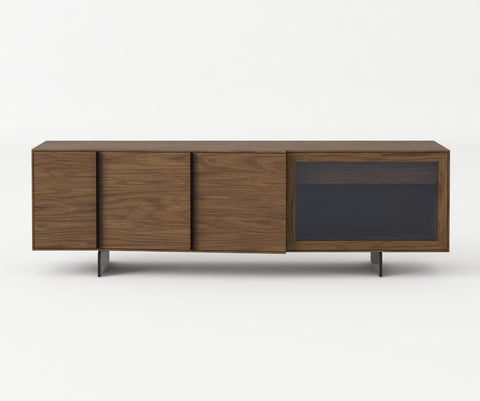 Glencoe - Modern Walnut & Grey Glass Buffet