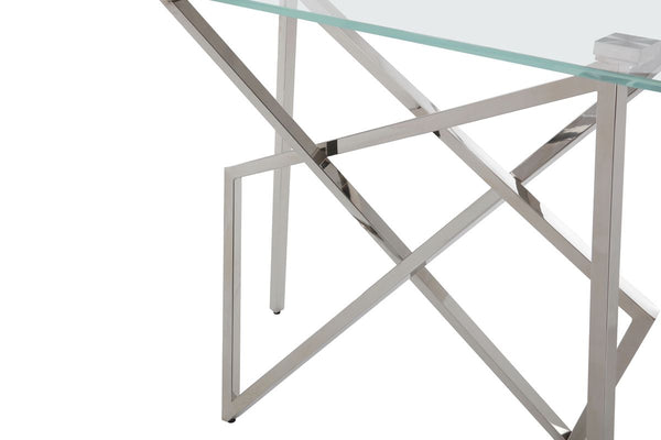 Hawkins Modern Glass & Stainless Steel Console Table