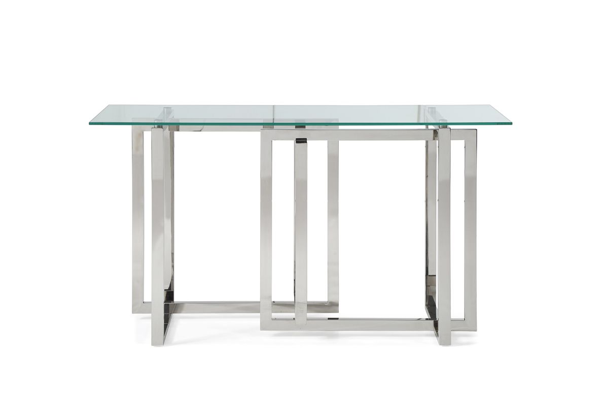 Valiant Modern Glass & Stainless Steel Console Table