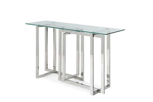 Valiant Modern Glass & Stainless Steel Console Table