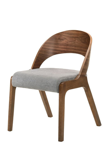 Runyon Modern Walnut & Grey Fabric Dining Chair (Set of 2)