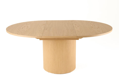 Miami - Modern Natural Oak Round Dining Table With Extension