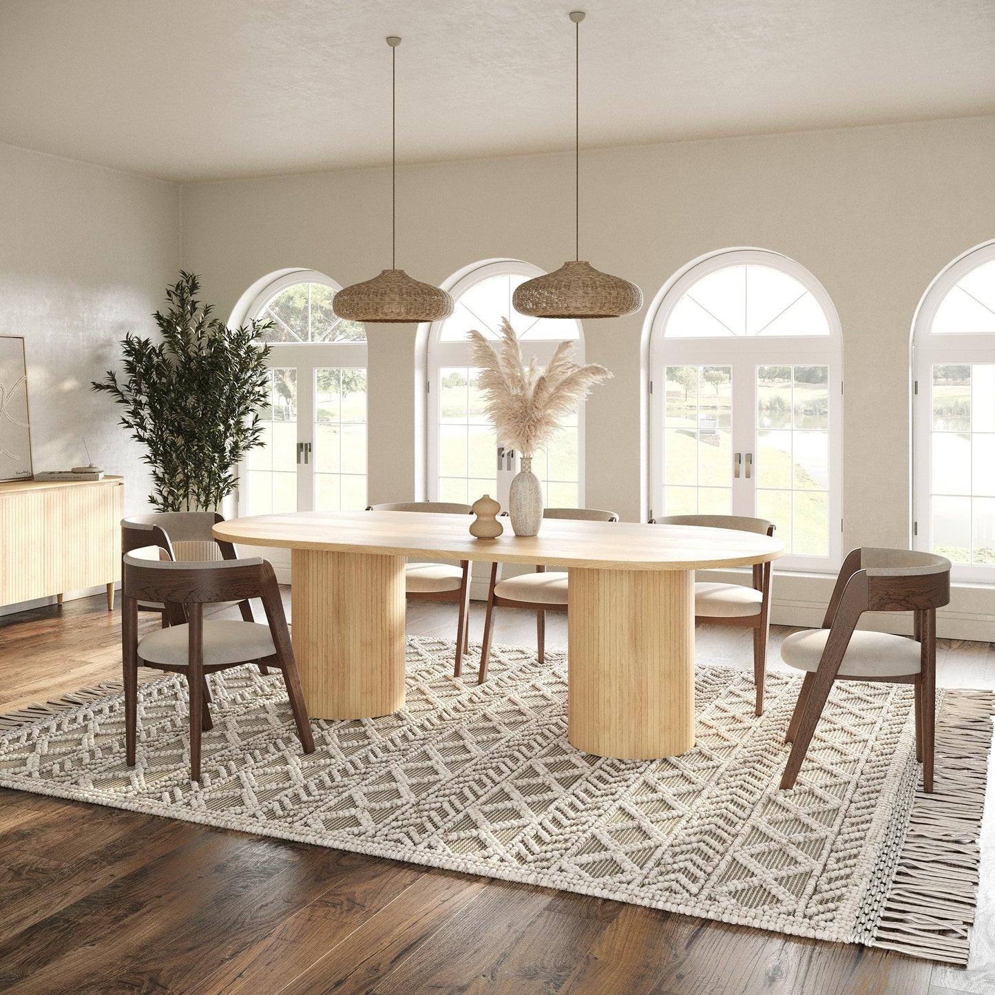 Modrest Miami - Modern Natural Oak Oval Dining Table