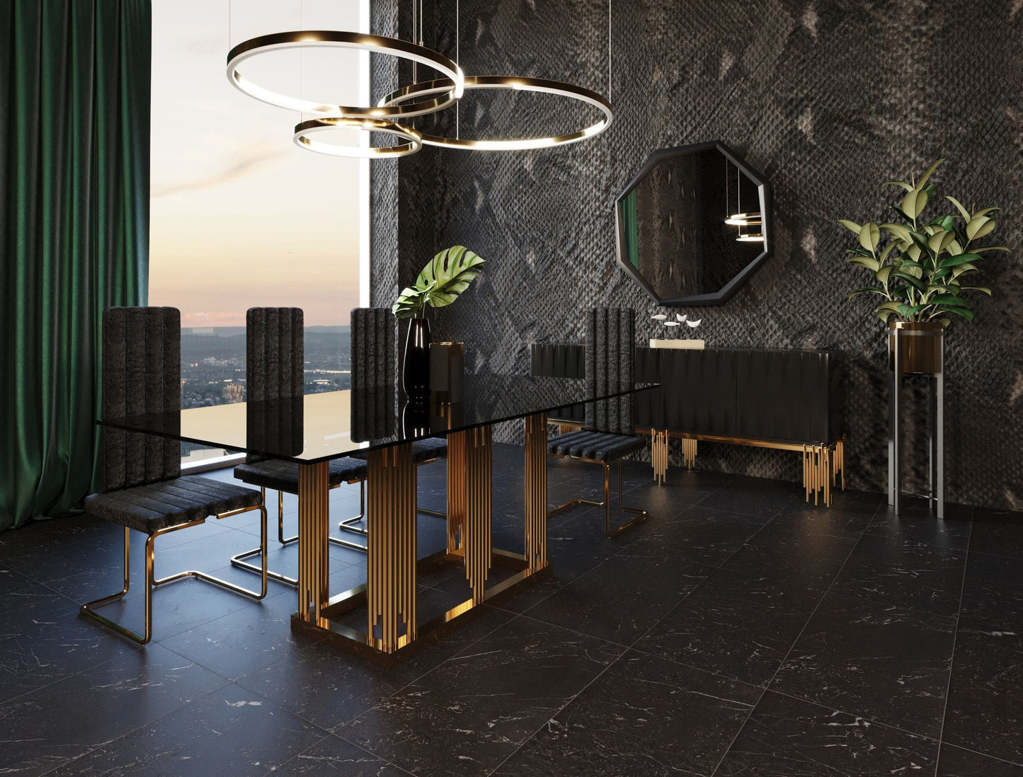 Token Modern Black & Rosegold Buffet