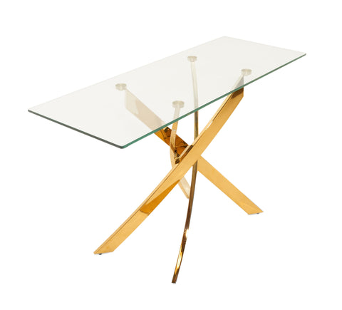 Pyrite Modern Glass and Gold Console Table