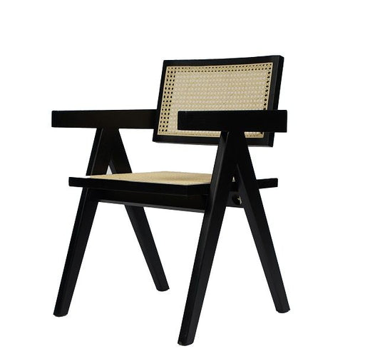 Aurora Modern Rattan and Wenge Dining Arm Chair
