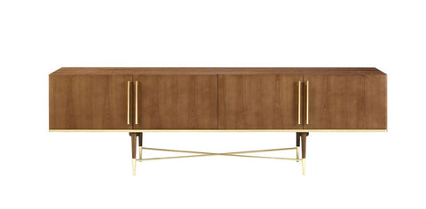 Bernard Mid-Century Modern Walnut & Gold Buffet