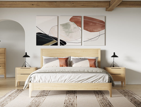 Seattle - Modern Natural Oak Queen Bed