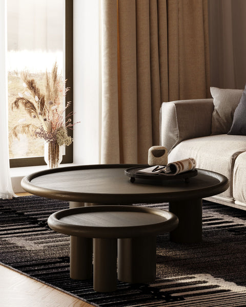 Straussv - Contemporary Brown Ash Round Coffee Table