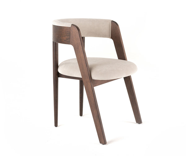 Vegas - Modern Beige Velvet + Walnut Oak Dining Chair (Set of 2)