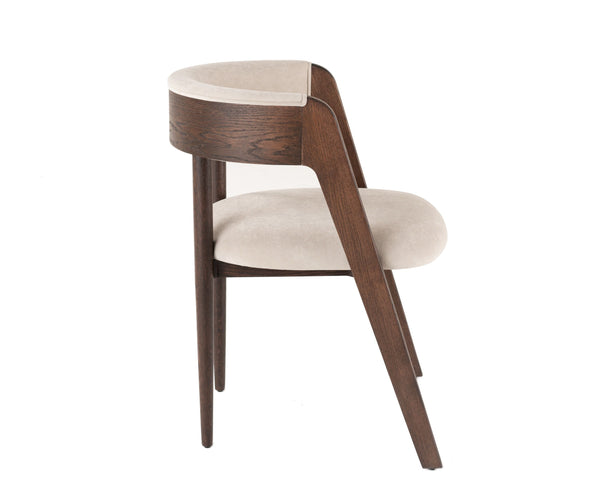 Vegas - Modern Beige Velvet + Walnut Oak Dining Chair (Set of 2)