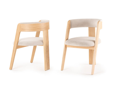 Washington - Modern Cream Fabric + Natural Oak Dining Chair (Set of 2)