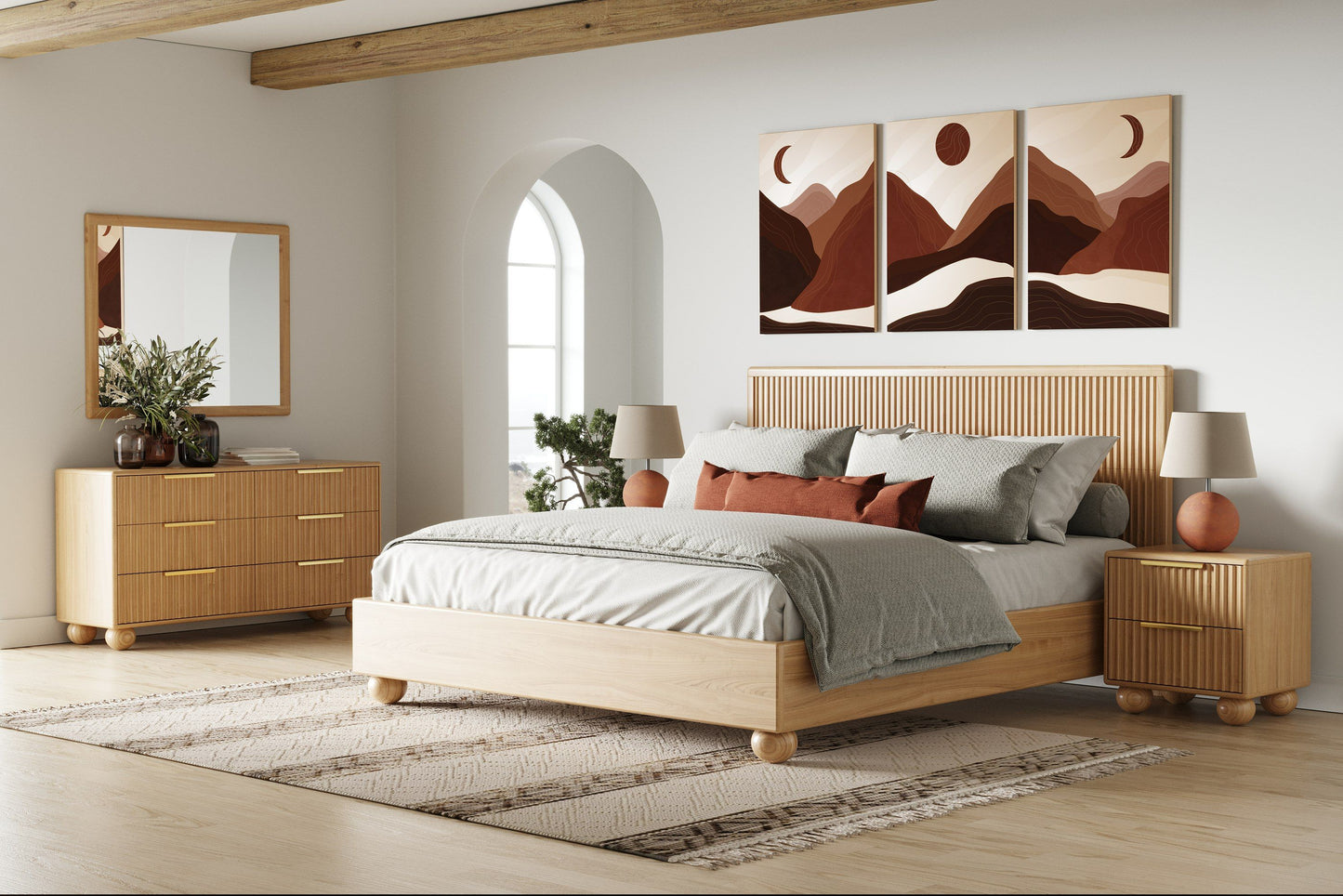 Winters - Modern Natural Oak Queen Bed