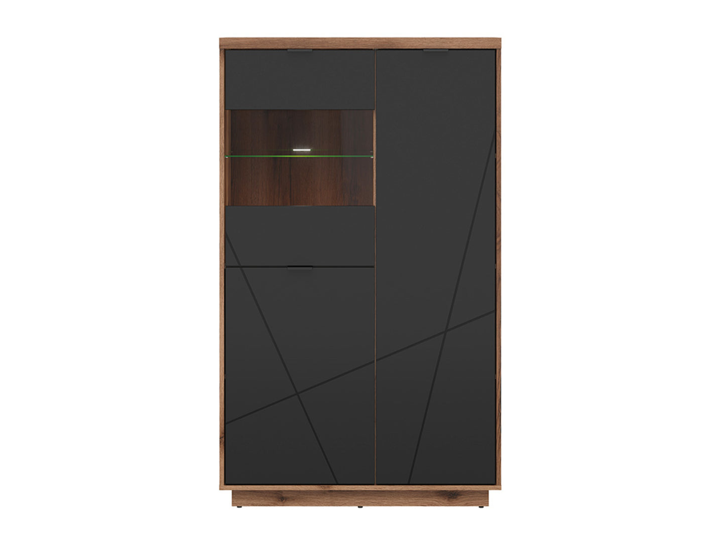 Forn Glass Cabinet REG2D1W Dark Delano Oak/Black