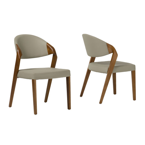 Arlo Mid-Century Beige & Walnut Dining Chair (Set of 2)